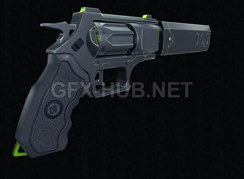 PBR Game 3D Model – Sci-fi Revolver