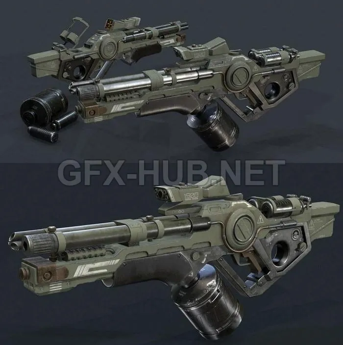 PBR Game 3D Model – SciFI Rifle Concept