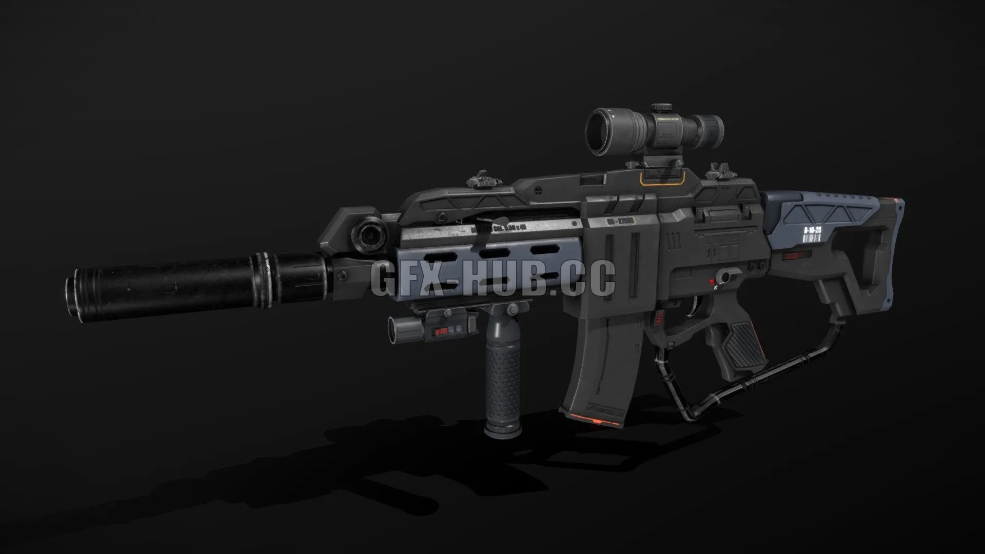 PBR Game 3D Model – Scifi Rifle MAK223