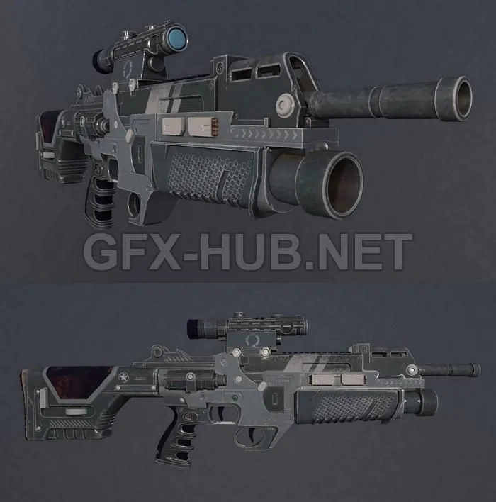 PBR Game 3D Model – SciFi Rifle