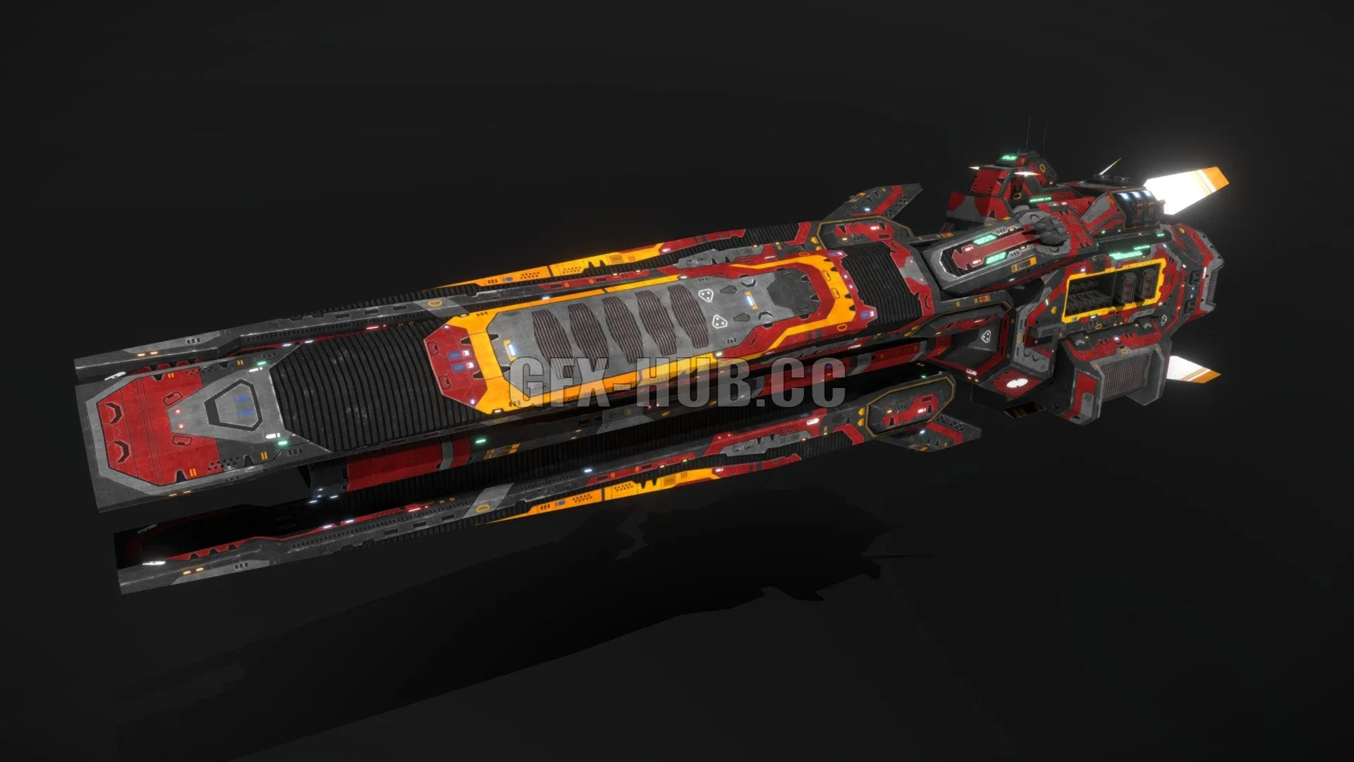 PBR Game 3D Model – Scifi Siege Battleship Spirit