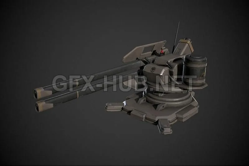 PBR Game 3D Model – Sci-Fi Turret