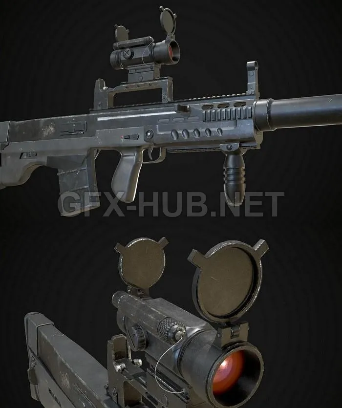 PBR Game 3D Model – ASh-12-7 Battle Rifle