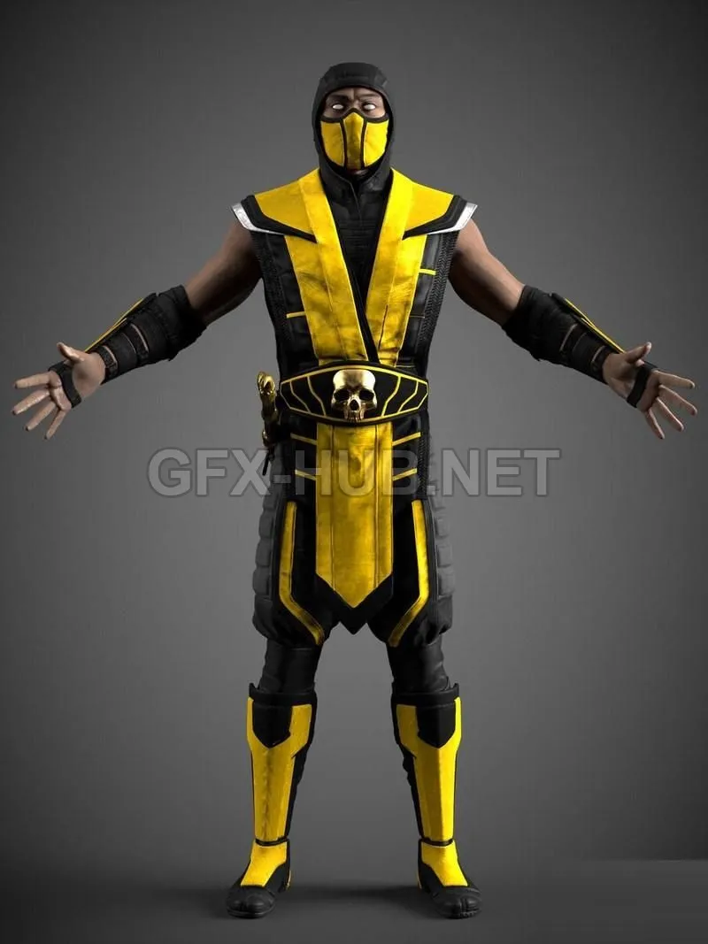 PBR Game 3D Model – Scorpion (Ninja Costume) – Mortal Kombat 11
