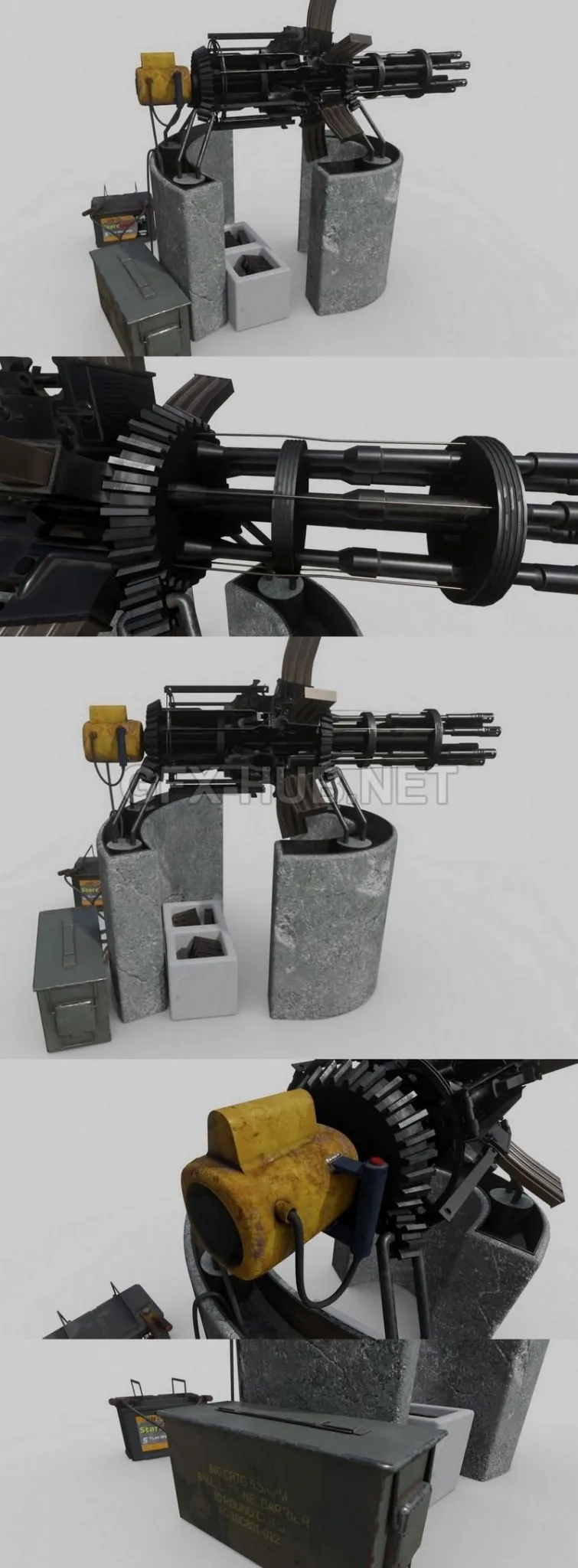 PBR Game 3D Model – Scrap Gatling Gun