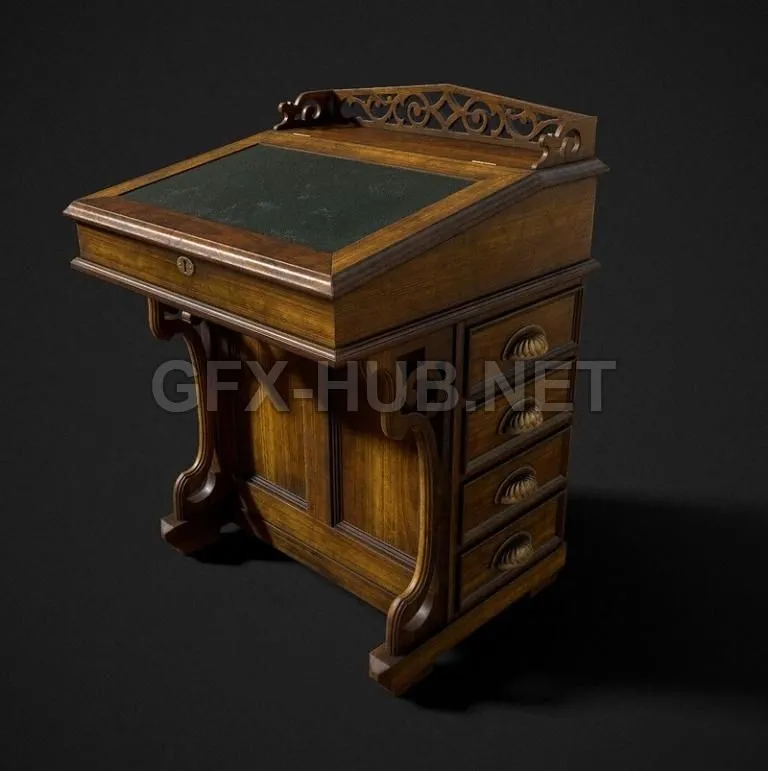 PBR Game 3D Model – Secretary Desk PBR