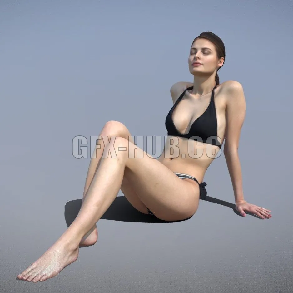 PBR Game 3D Model – Sexy girl in a bikini (Axyz Design Bch0009-HD2-O01P01-S)