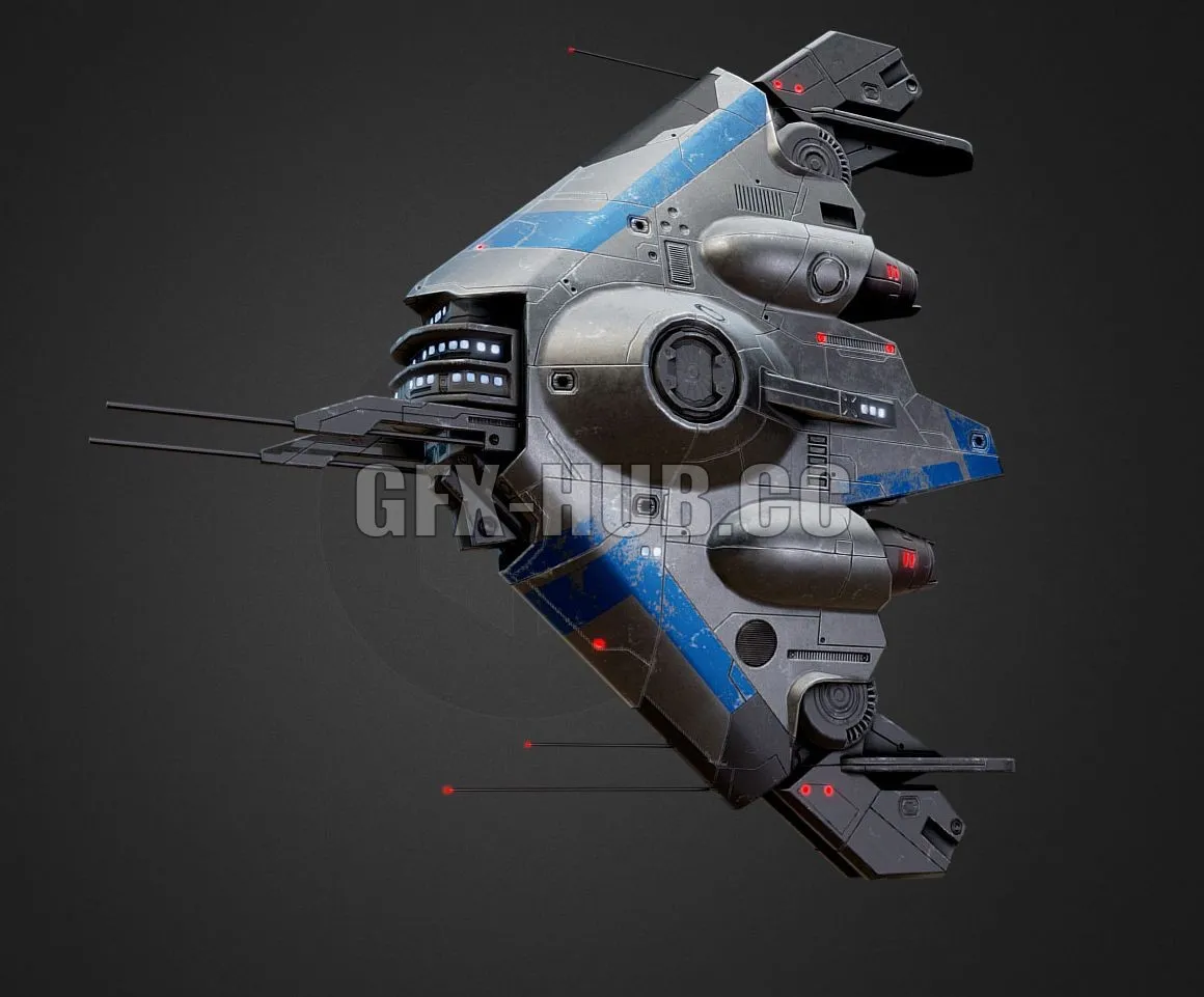 PBR Game 3D Model – Shallow space – Enif-class light cruiser PBR