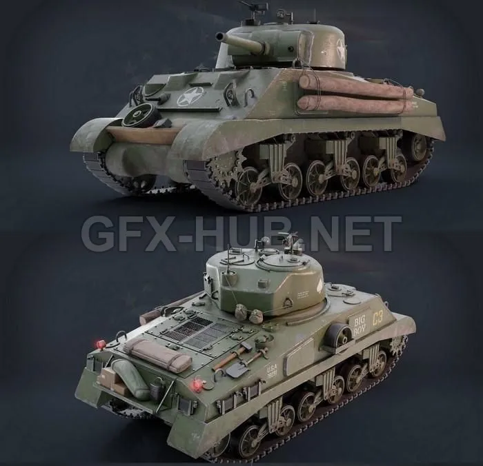 PBR Game 3D Model – Sherman M4A2 PBR