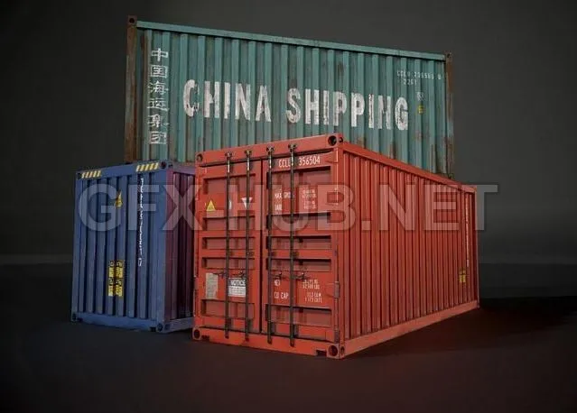 PBR Game 3D Model – Shipping Containers