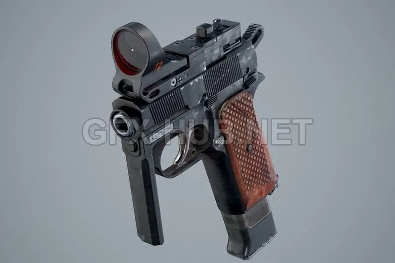 PBR Game 3D Model – Short Power Gun