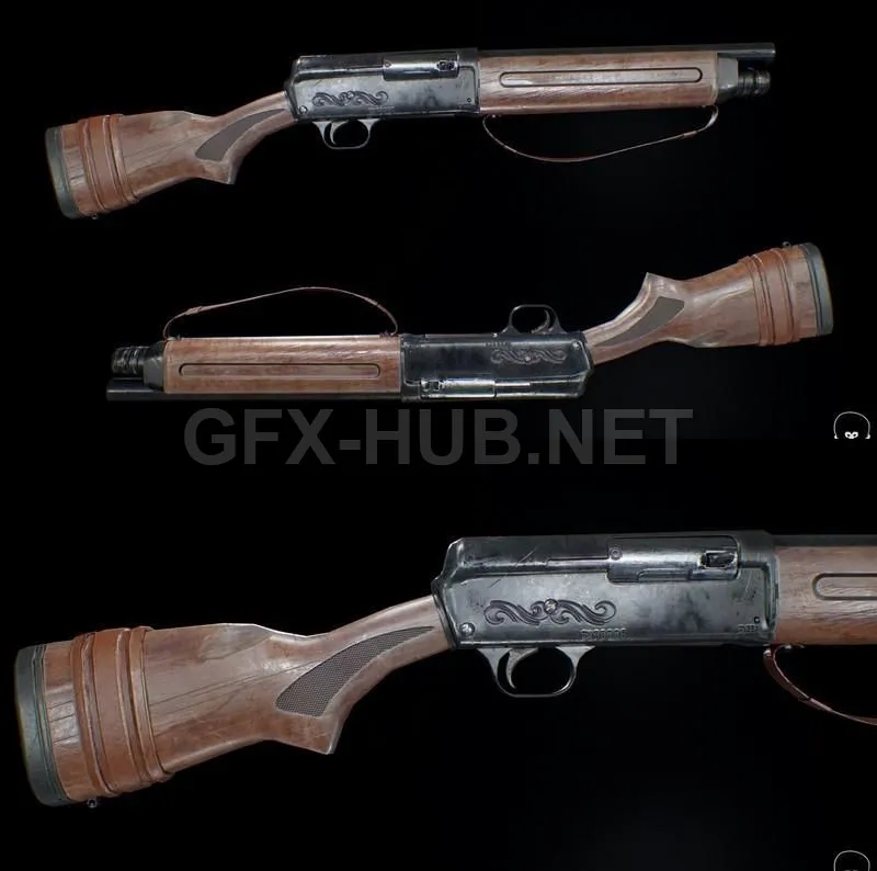 PBR Game 3D Model – Shotgun Model 11 Remington