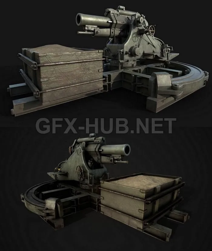 PBR Game 3D Model – Siege Gun
