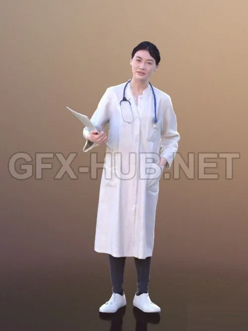 PBR Game 3D Model – Asian Doctor Standing