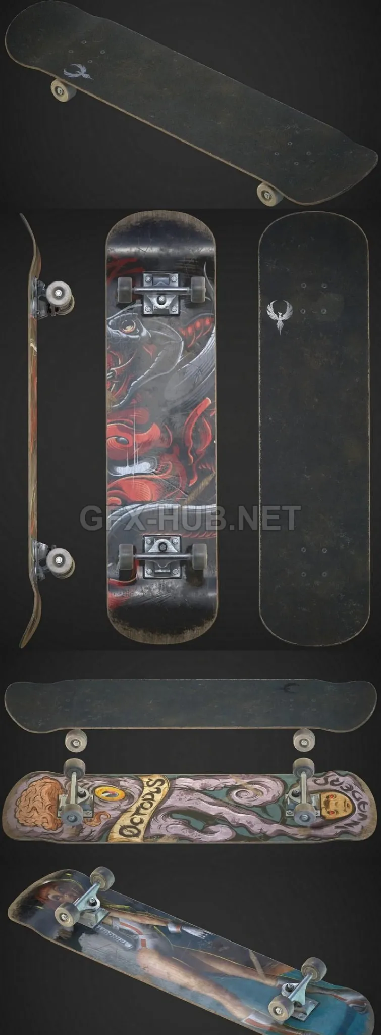 PBR Game 3D Model – Skateboard