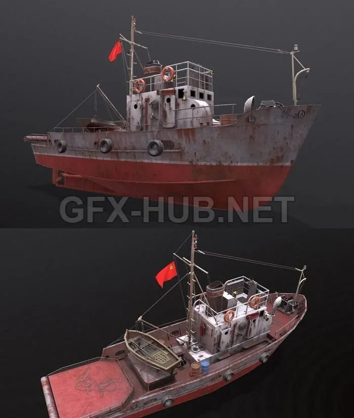 PBR Game 3D Model – Small fishing seiner MRS80