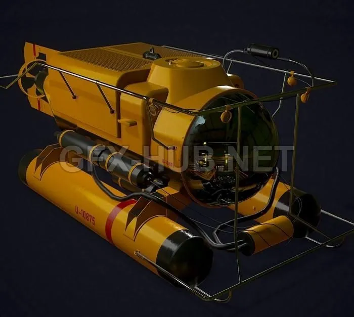 PBR Game 3D Model – Small Submarine