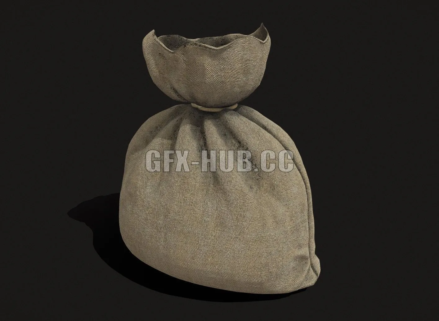 PBR Game 3D Model – Small Tied Burlap Pouch