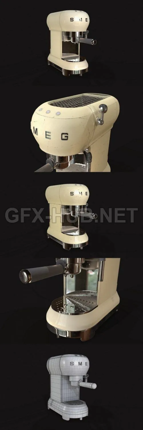 PBR Game 3D Model – SMEG Coffee machine