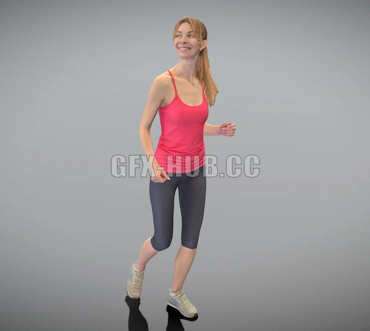 PBR Game 3D Model – Smiling young woman running 371