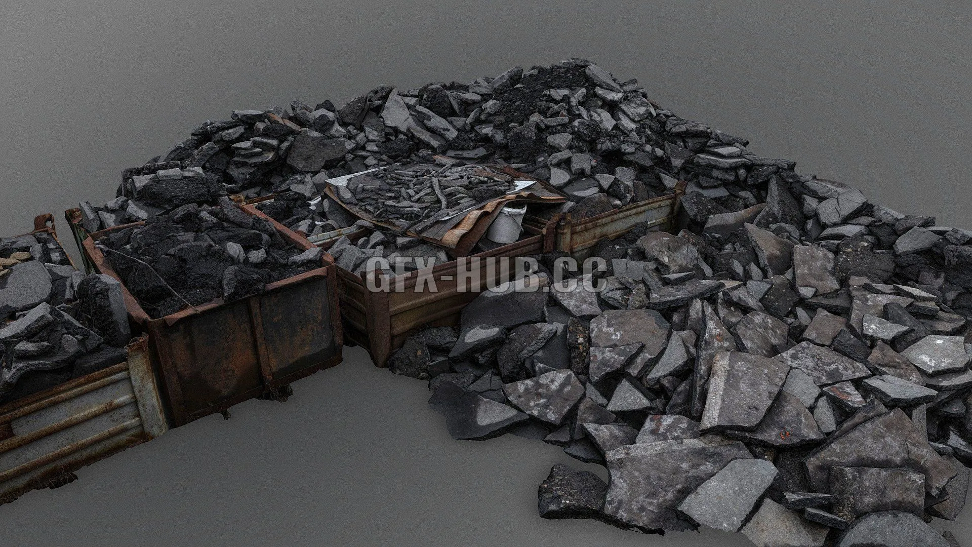 PBR Game 3D Model – Asphalt junkyard