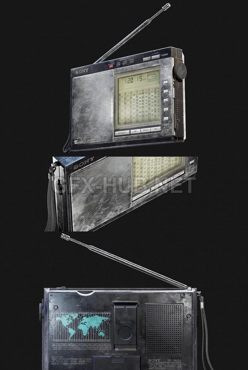 PBR Game 3D Model – Sony Radio – ICF 7700