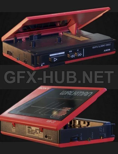 PBR Game 3D Model – Sony Walkman WM-22 Cassette Player PBR