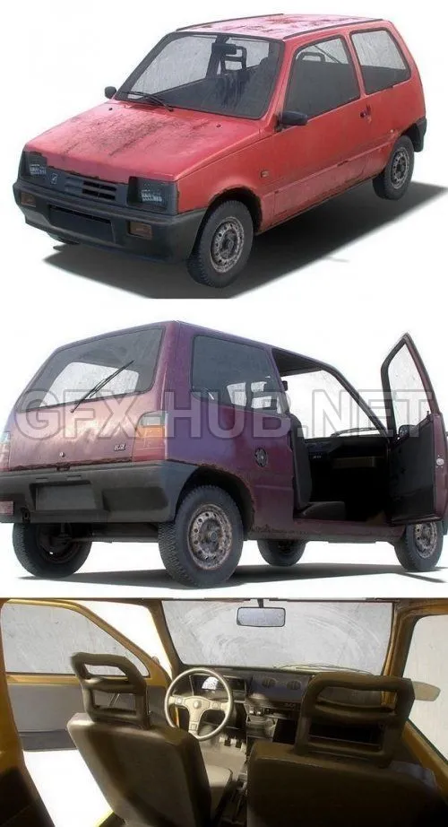 PBR Game 3D Model – Soviet Car OKA