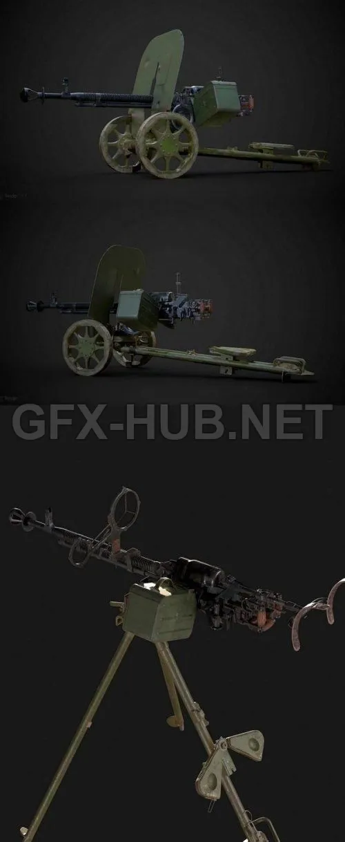 PBR Game 3D Model – Soviet DShK Machinegun