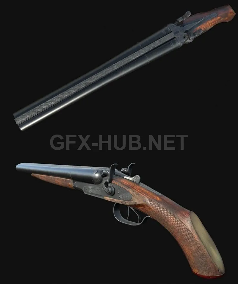 PBR Game 3D Model – Soviet hunting shotgun TOZ-63