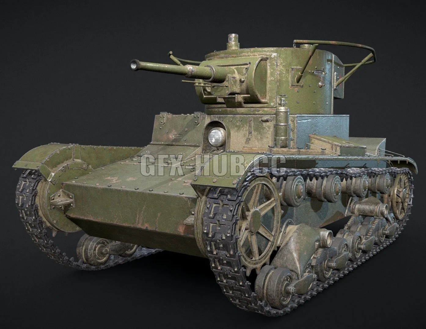 PBR Game 3D Model – Soviet tank T26