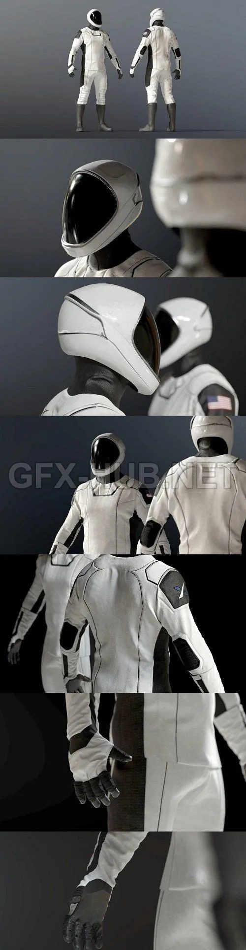PBR Game 3D Model – SPACESUIT SpaceX Dragon Starman