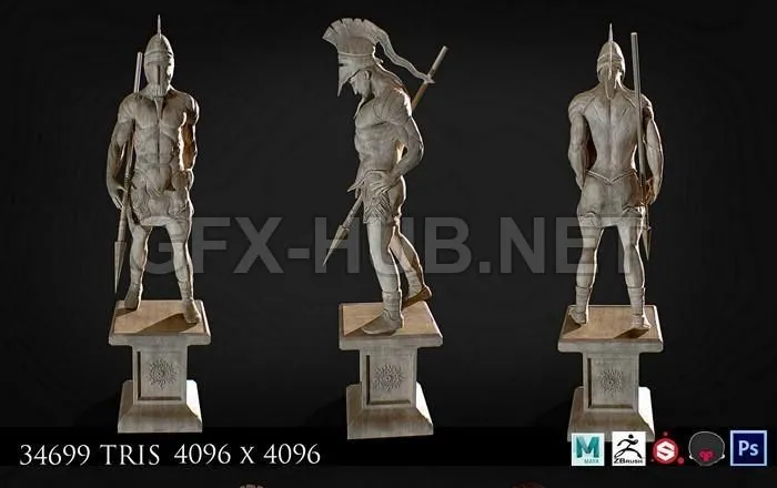 PBR Game 3D Model – Spartan statue PBR