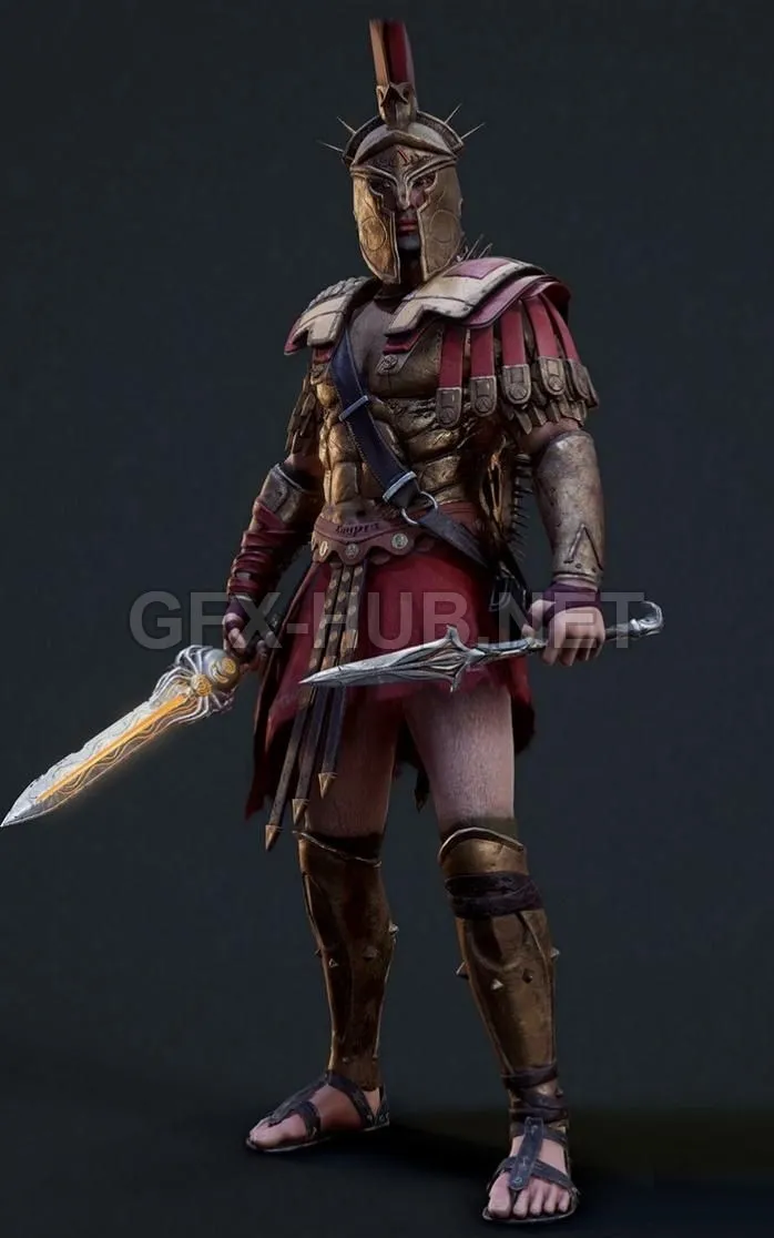 PBR Game 3D Model – Spartan War Hero PBR