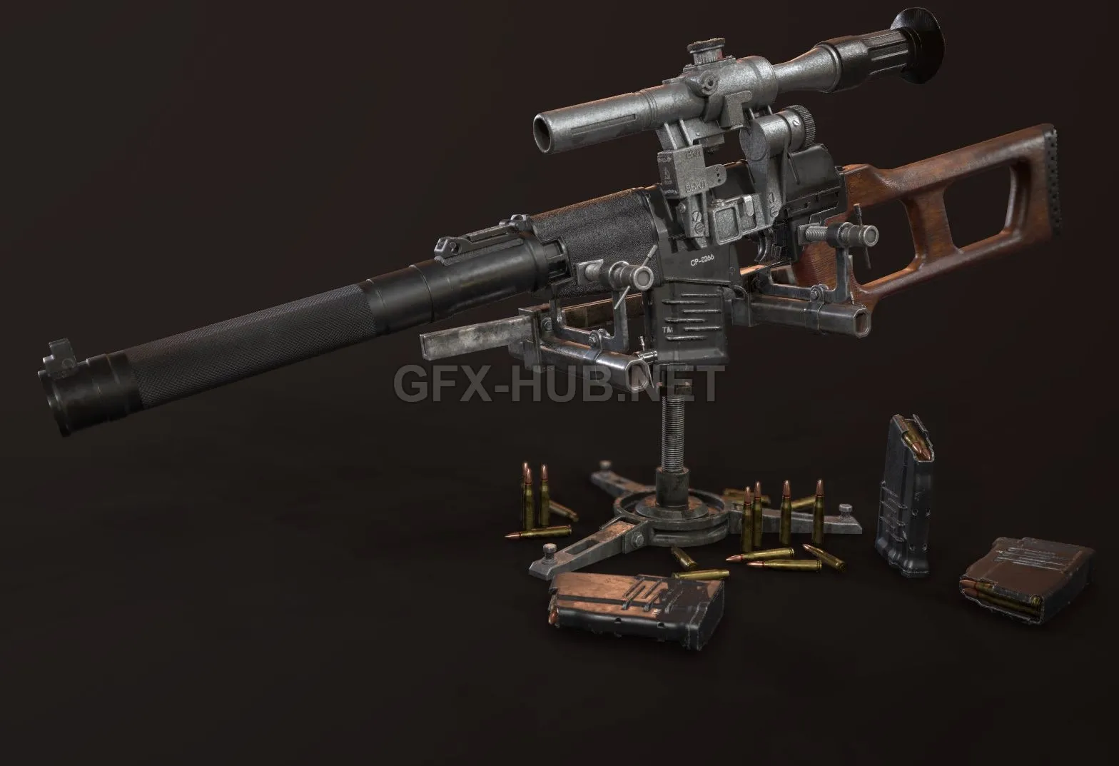 PBR Game 3D Model – Special Sniper Rifle (VSS) «Vintorez»