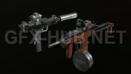 PBR Game 3D Model – Squire Machine Pistol PBR