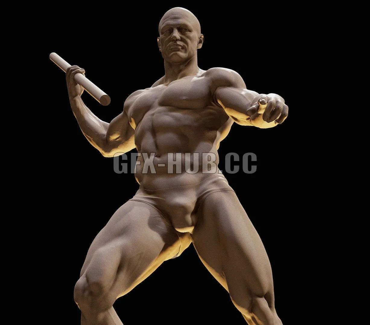 PBR Game 3D Model – Standard male body-Poseidon pose