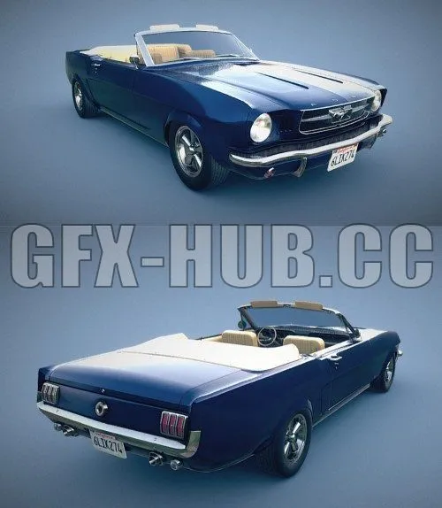PBR Game 3D Model – 1965 Ford Mustang Convertible