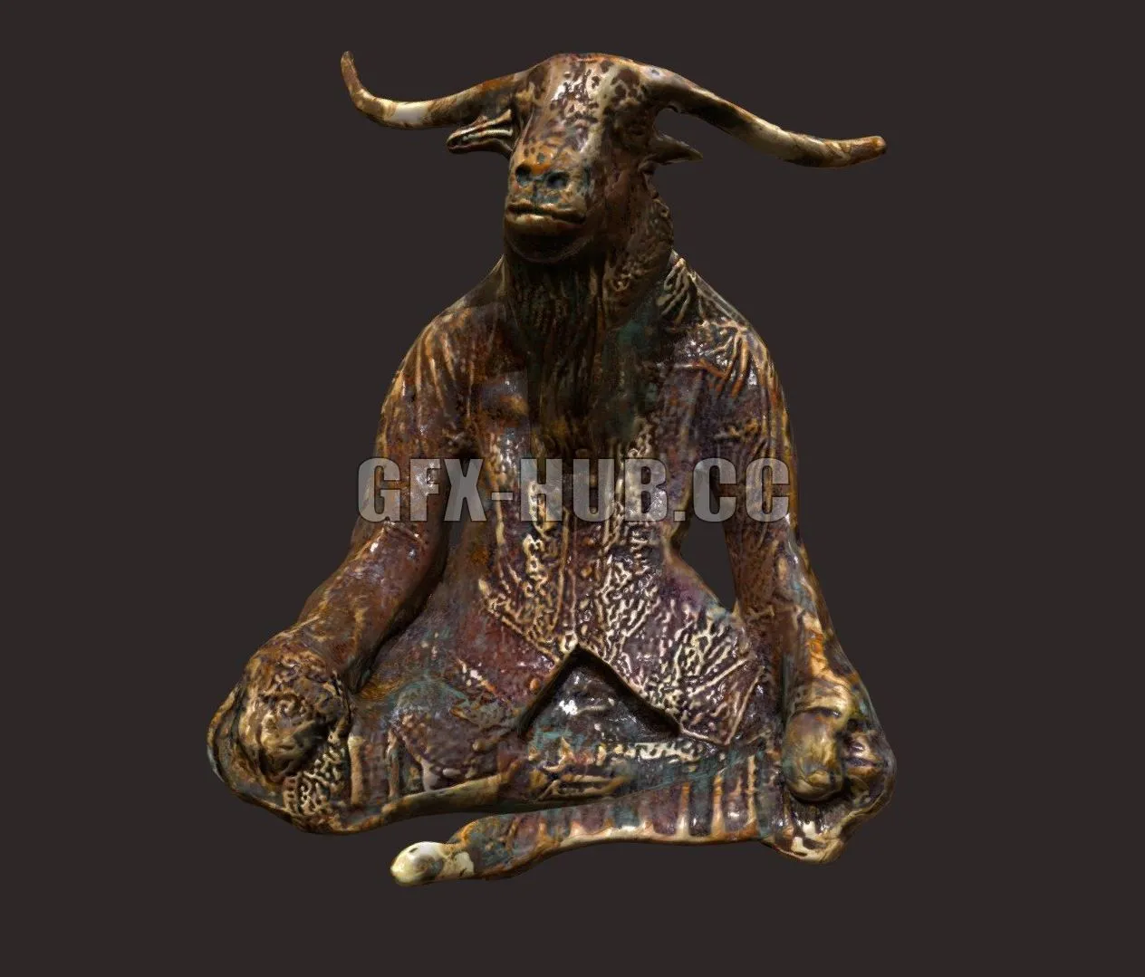 PBR Game 3D Model – Statue Sitting Goat