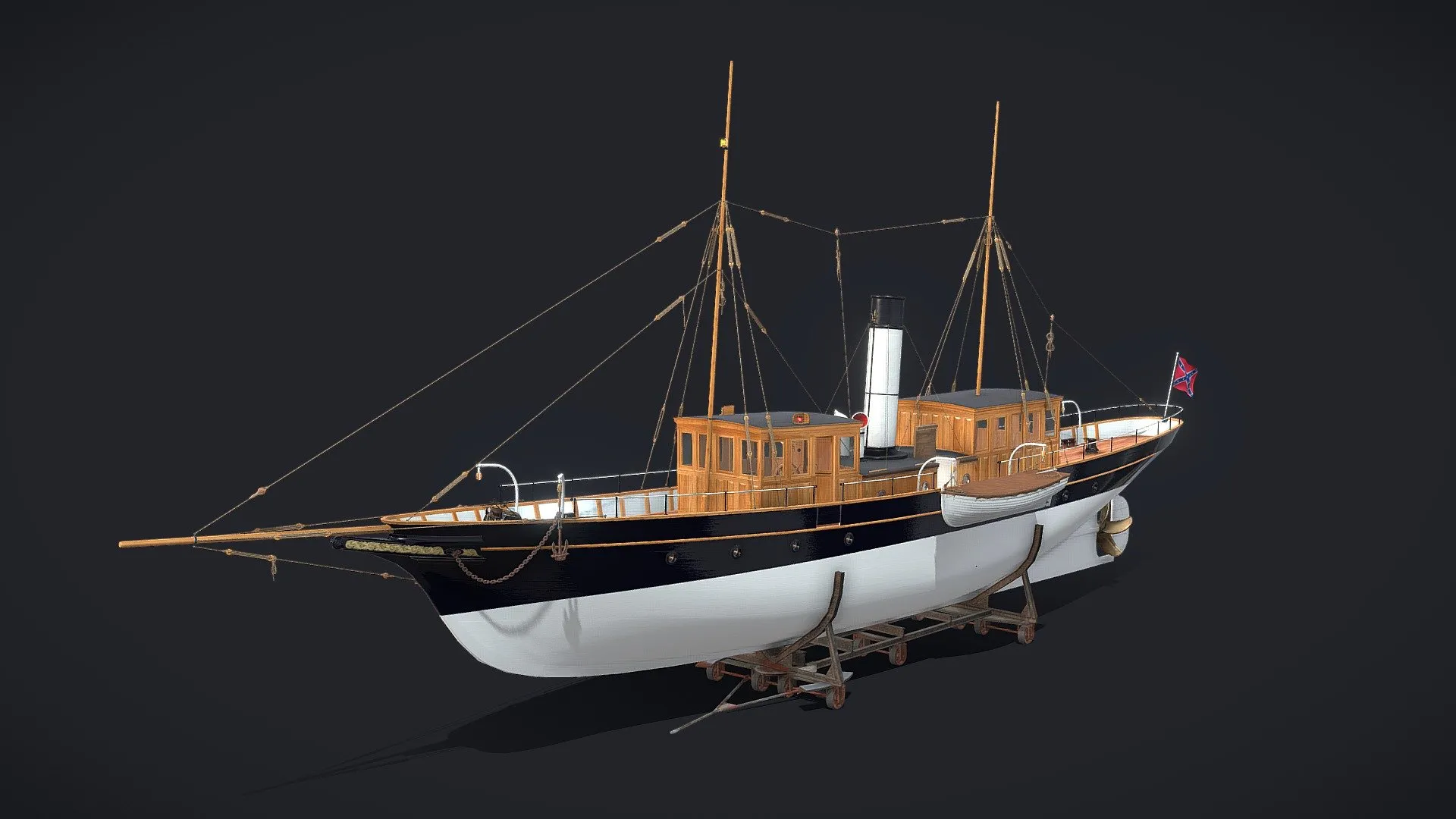 PBR Game 3D Model – Steam yacht