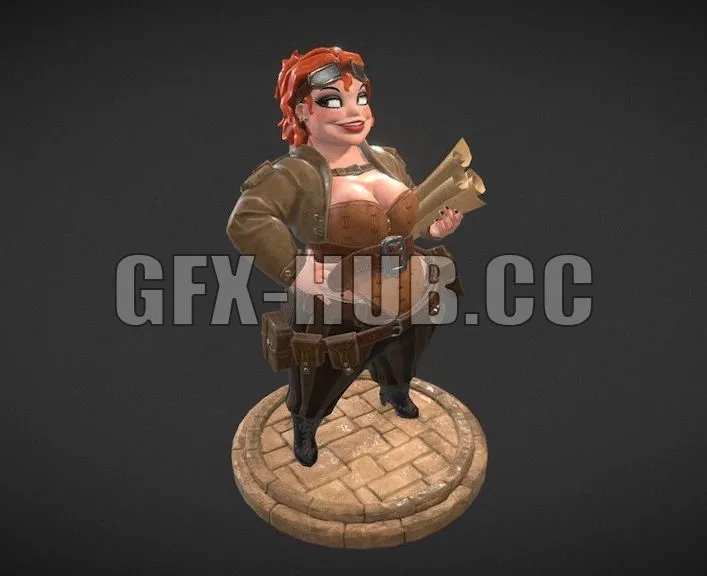 PBR Game 3D Model – Steampunk girl 2