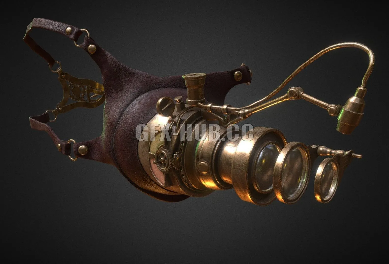 PBR Game 3D Model – Steampunk goggles