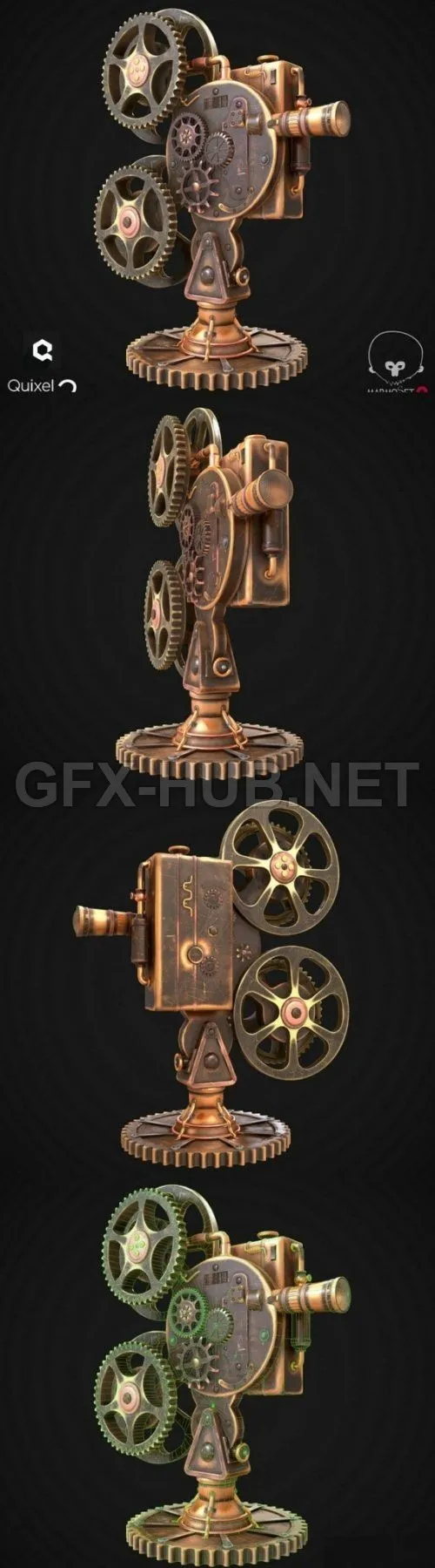 PBR Game 3D Model – Steampunk Projector PBR