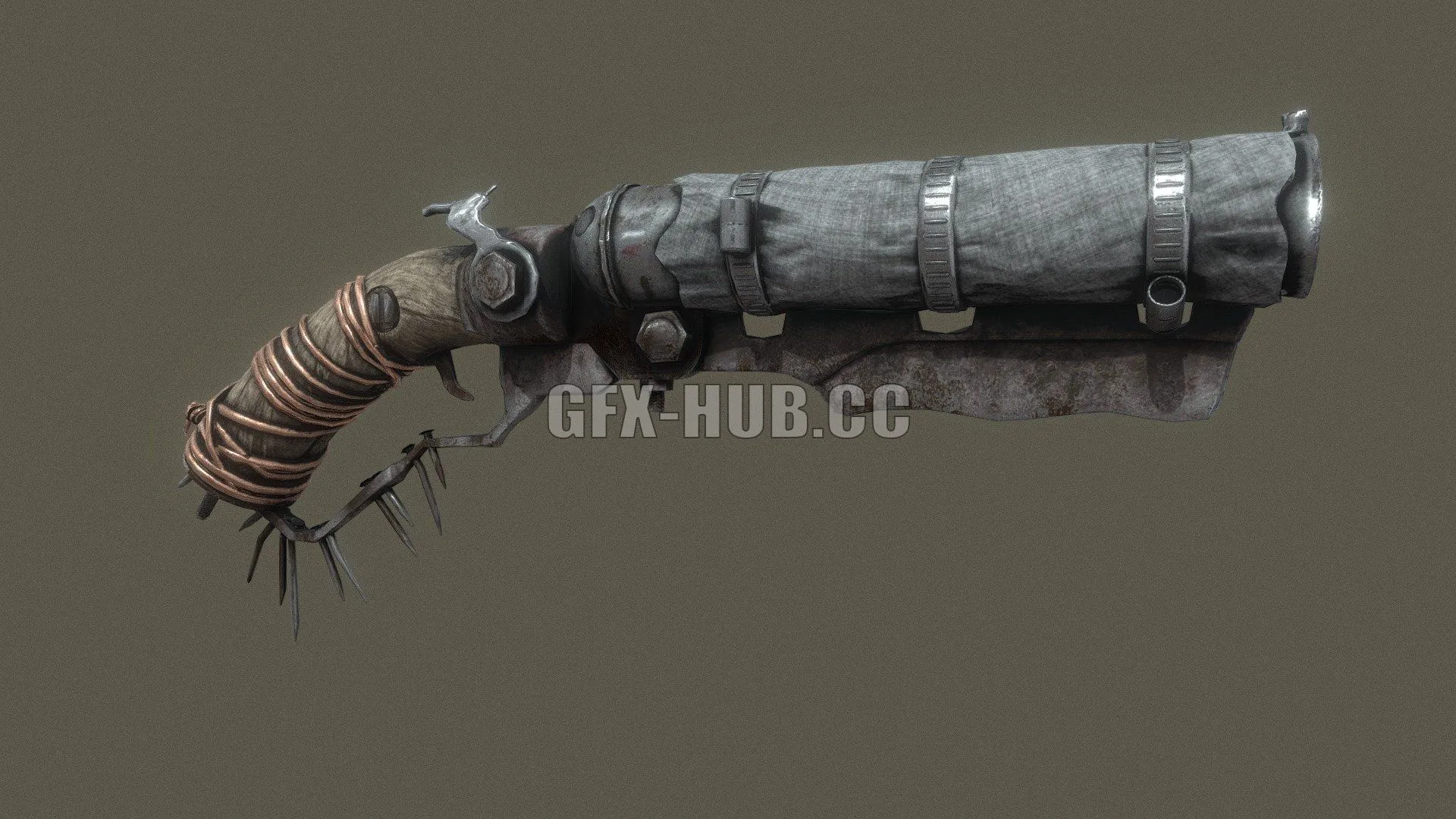 PBR Game 3D Model – Steampunk weapon