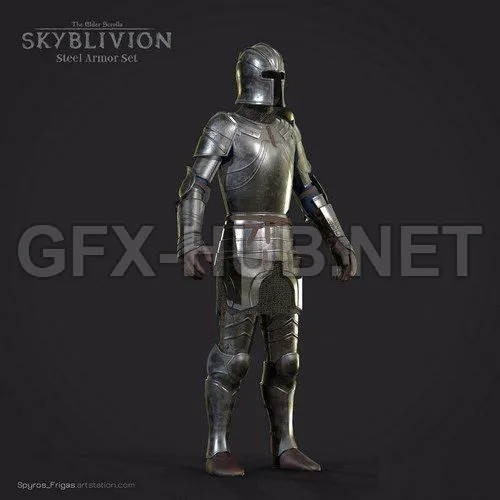 PBR Game 3D Model – Steel Armor set