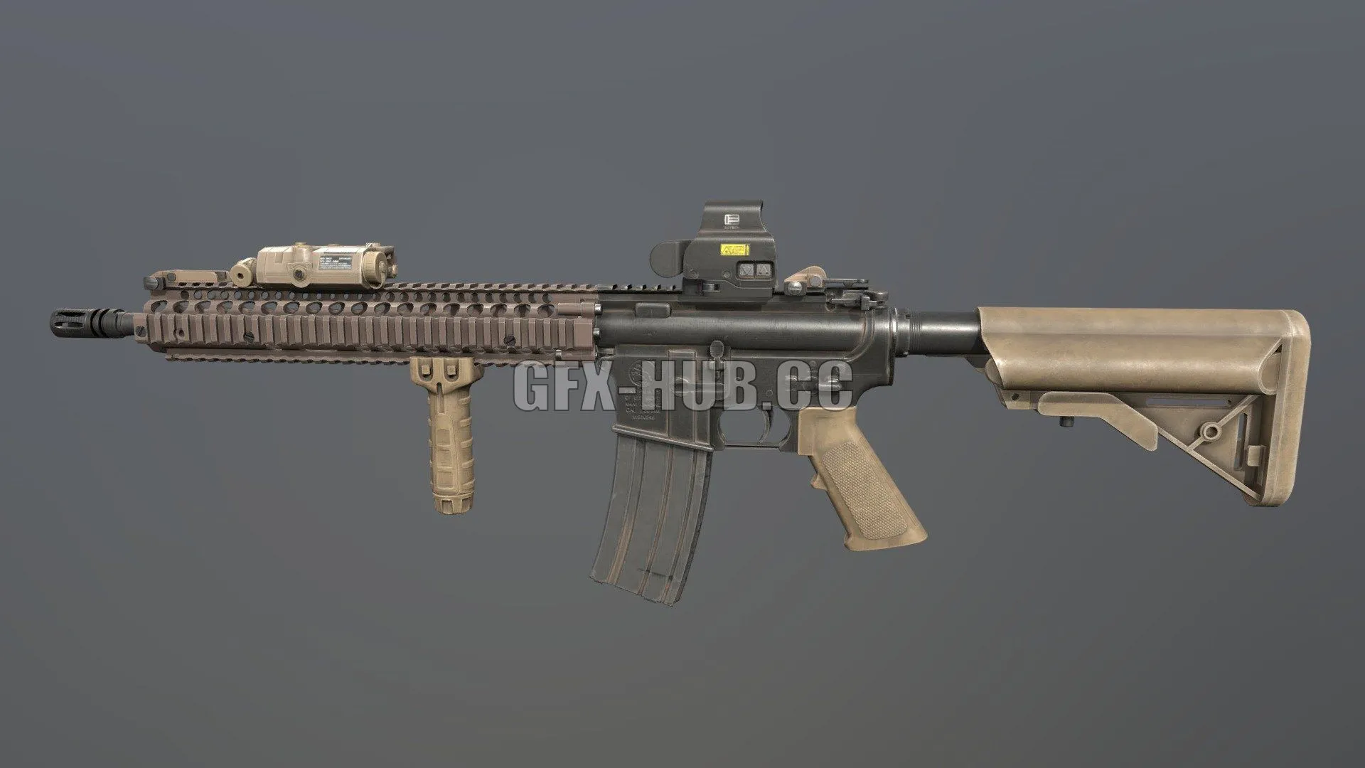 PBR Game 3D Model – Assault rifle M4A1