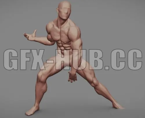PBR Game 3D Model – Superhero men Figure Pose