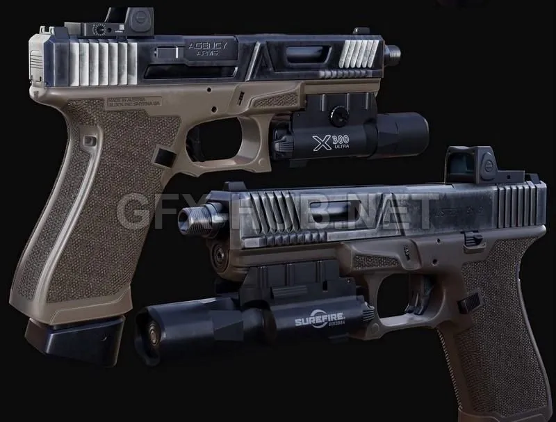 PBR Game 3D Model – Tactical Glock 19