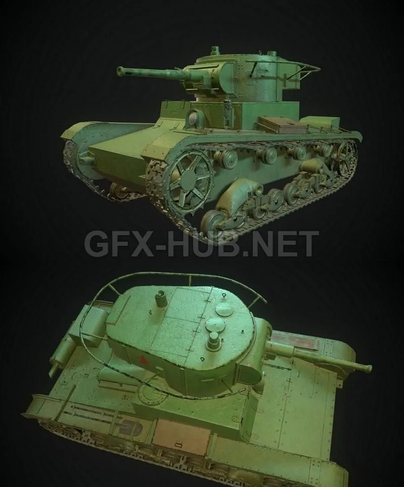 PBR Game 3D Model – Tank T-26