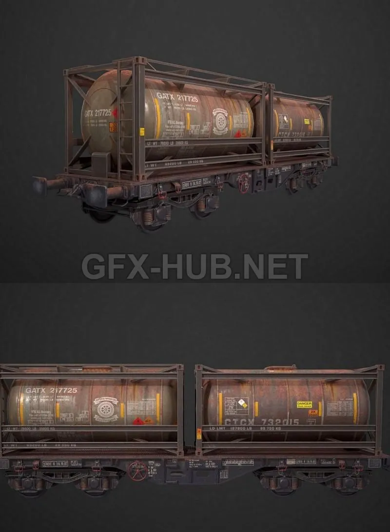 PBR Game 3D Model – Tank Wagon 2